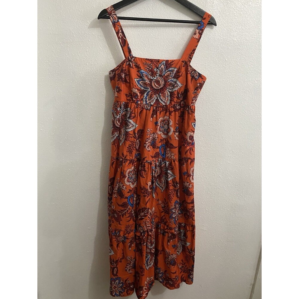 Rhode x Target Leafy Cotton Floral Print Tiered Midi Dress  Sz Small G64